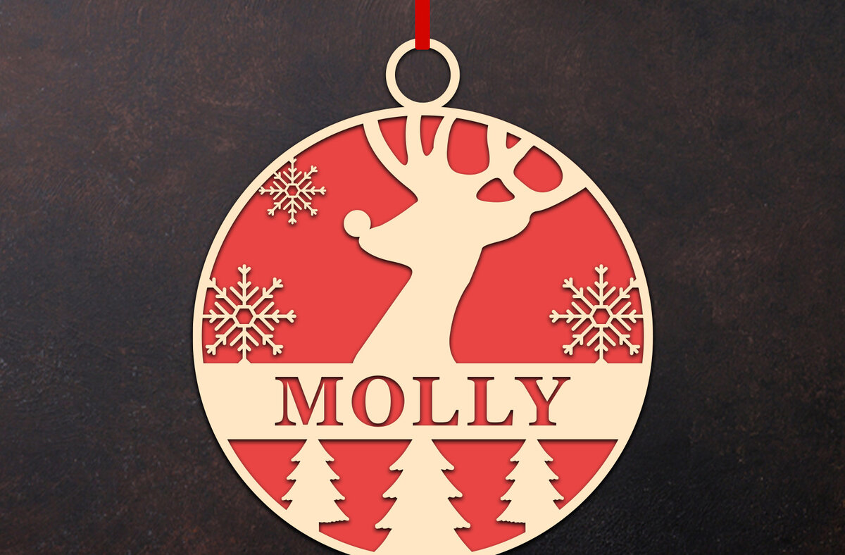 Σετ των 3 Intra απο ξύλο plywood 3mm-4mm πάχος Χριστουγεννιάτικο Στολίδι Deer Δίασταση 8x8 cm INTRAFABR-50815716