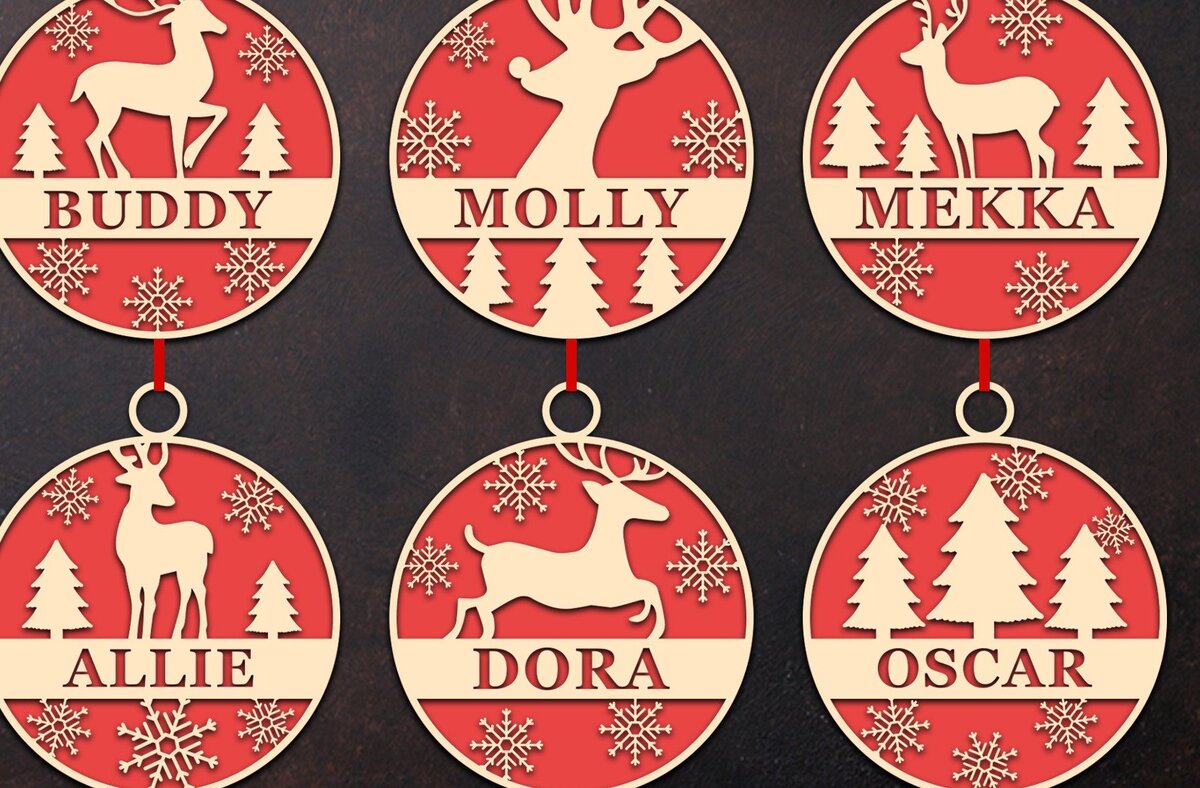 Σετ των 3 Intra απο ξύλο plywood 3mm-4mm πάχος Χριστουγεννιάτικο Στολίδι Deer Δίασταση 8x8 cm INTRAFABR-46251404