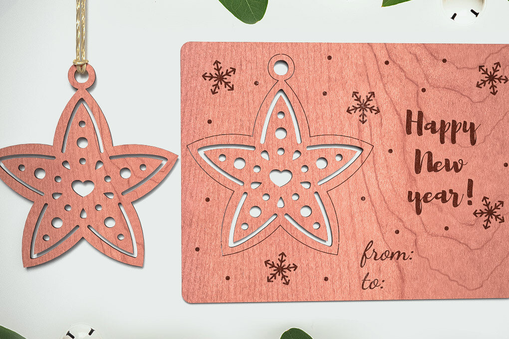 Σετ των 3 Intra απο ξύλο plywood 3mm-4mm πάχος Χριστουγεννιάτικο στολίδι Σχέδιο Δίασταση 8x8 cm INTRAFABR-75888271