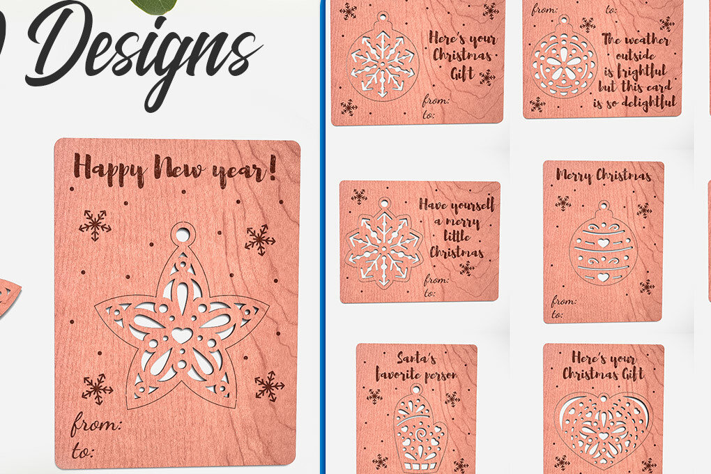 Σετ των 3 Intra απο ξύλο plywood 3mm-4mm πάχος Χριστουγεννιάτικο στολίδι Σχέδιο Δίασταση 8x8 cm INTRAFABR-75887757