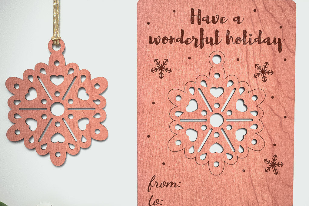 Σετ των 3 Intra απο ξύλο plywood 3mm-4mm πάχος Χριστουγεννιάτικο στολίδι Σχέδιο Δίασταση 8x8 cm INTRAFABR-75887955