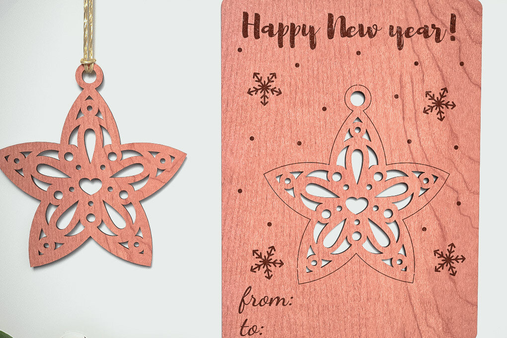 Σετ των 3 Intra απο ξύλο plywood 3mm-4mm πάχος Χριστουγεννιάτικο στολίδι Σχέδιο Δίασταση 8x8 cm INTRAFABR-75888056