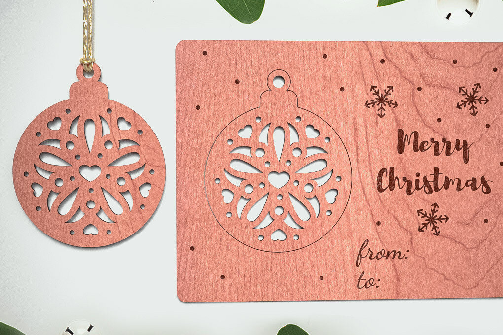 Σετ των 3 Intra απο ξύλο plywood 3mm-4mm πάχος Χριστουγεννιάτικο στολίδι Σχέδιο Δίασταση 8x8 cm INTRAFABR-75888144