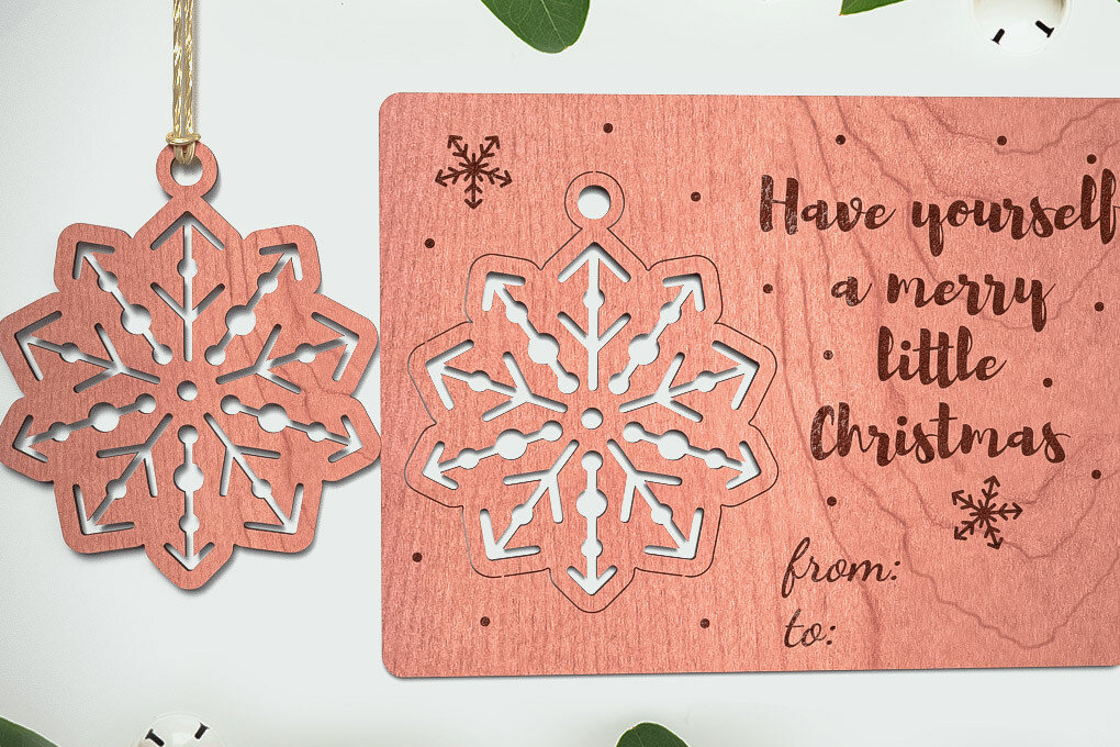 Σετ των 3 Intra απο ξύλο plywood 3mm-4mm πάχος Χριστουγεννιάτικο στολίδι Σχέδιο Δίασταση 8x8 cm INTRAFABR-75888189