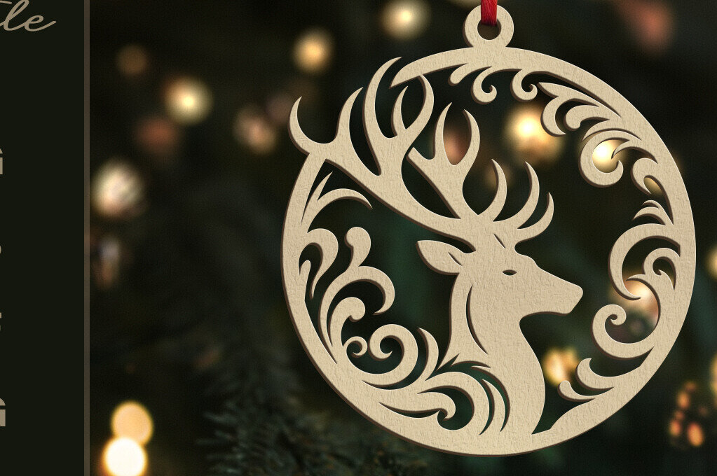 Σετ των 3 Intra απο ξύλο plywood 3mm-4mm πάχος Χριστουγεννιάτικο Στολίδι | | Δίασταση 8x8 cm INTRAFABR-109549051