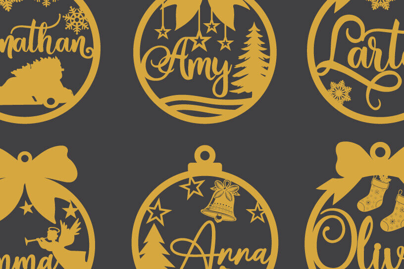 Σετ των 3 Intra απο ξύλο plywood 3mm-4mm πάχος Χριστουγεννιάτικου Στολίδι  Δίασταση 8x8 cm INTRAFABR-110873772