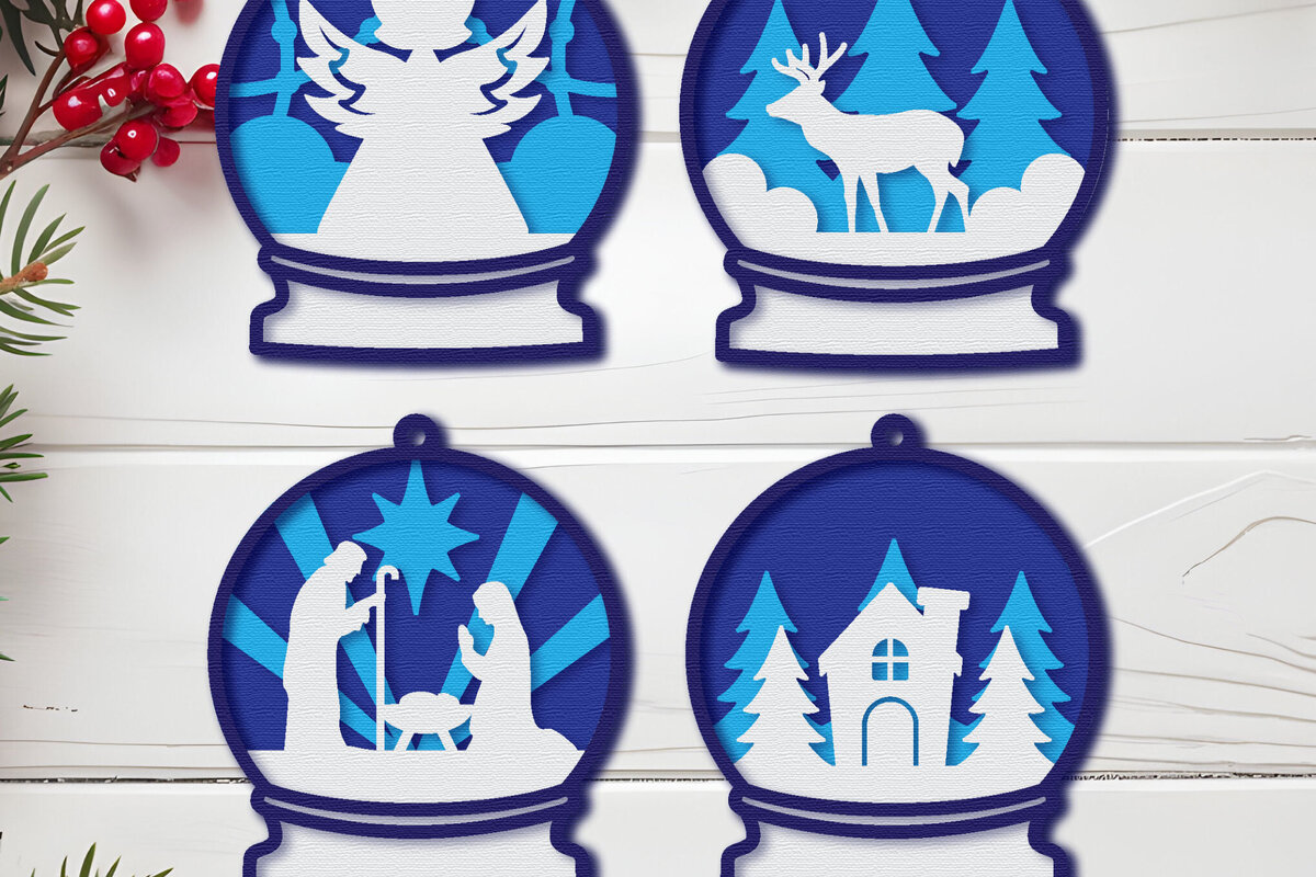 Σετ των 3 Intra απο ξύλο plywood 3mm-4mm πάχος Χριστουγεννιάτικο στολίδι  Δίασταση 8x8 cm INTRAFABR-107451374