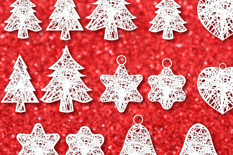 Σετ των 3 Intra απο ξύλο plywood 3mm-4mm πάχος Χριστουγεννιάτικο Στολίδι Mega Pack Cut809 Δίασταση 8x8 cm INTRAFABR-54049144