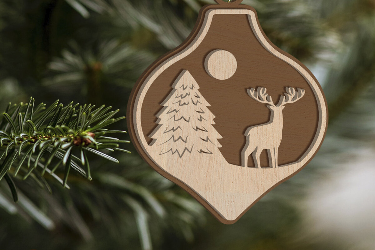 Σετ των 3 Intra απο ξύλο plywood 3mm-4mm πάχος Χριστουγεννιάτικο στολίδι, πρότυπο πολλαπλών στρώσεων Δίασταση 4x4 cm INTRAFABR-84425577