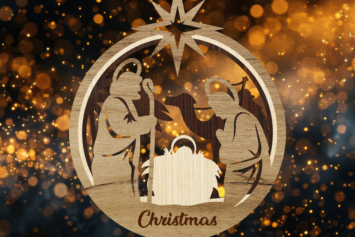 Σετ των 3 Intra απο ξύλο plywood 3mm-4mm πάχος Χριστουγεννιάτικο στολίδι Γέννηση Δίασταση 8x8 cm INTRAFABR-108828241