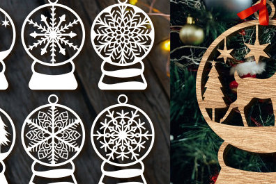 Σετ των 3 Intra απο ξύλο plywood 3mm-4mm πάχος Χριστουγεννιάτικου Στολίδι Paper Cut Δίασταση 8x8 cm INTRAFABR-83625767
