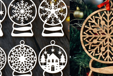 Σετ των 3 Intra απο ξύλο plywood 3mm-4mm πάχος Χριστουγεννιάτικου Στολίδι Paper Cut Δίασταση 8x8 cm INTRAFABR-83625793