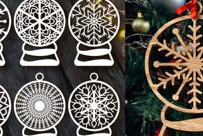Σετ των 3 Intra απο ξύλο plywood 3mm-4mm πάχος Χριστουγεννιάτικου Στολίδι Paper Cut Δίασταση 8x8 cm INTRAFABR-83625804