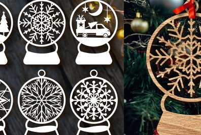 Σετ των 3 Intra απο ξύλο plywood 3mm-4mm πάχος Χριστουγεννιάτικου Στολίδι Paper Cut Δίασταση 8x8 cm INTRAFABR-83625744