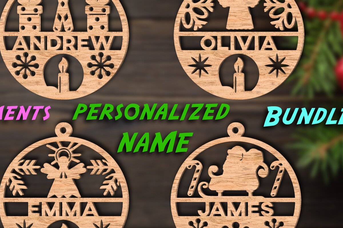 Σετ των 3 Intra απο ξύλο plywood 3mm-4mm πάχος Χριστουγεννιάτικο Στολίδι Προσωποποιημένο 2 Δίασταση 8x8 cm INTRAFABR-41208967