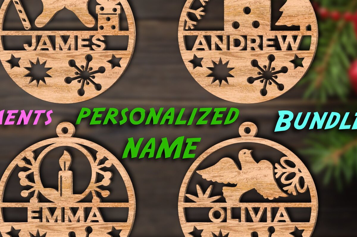 Σετ των 3 Intra απο ξύλο plywood 3mm-4mm πάχος Χριστουγεννιάτικο Στολίδι Προσωποποιημένο 3 Δίασταση 8x8 cm INTRAFABR-41329975