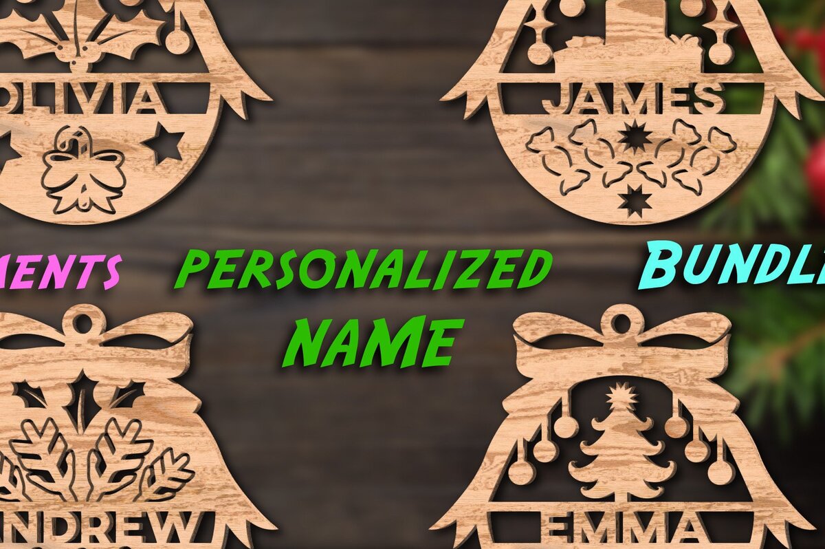 Σετ των 3 Intra απο ξύλο plywood 3mm-4mm πάχος Χριστουγεννιάτικο Στολίδι Προσωποποιημένο 4 Δίασταση 8x8 cm INTRAFABR-41482848