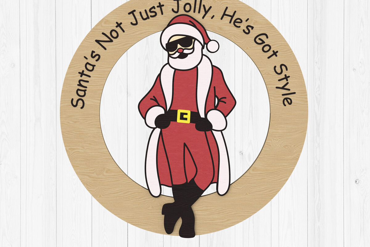 Σετ των 3 Intra απο ξύλο plywood 3mm-4mm πάχος Χριστουγεννιάτικο στολίδι σε στυλ Άγιου Βασίλη Δίασταση 8x8 cm INTRAFABR-108160896