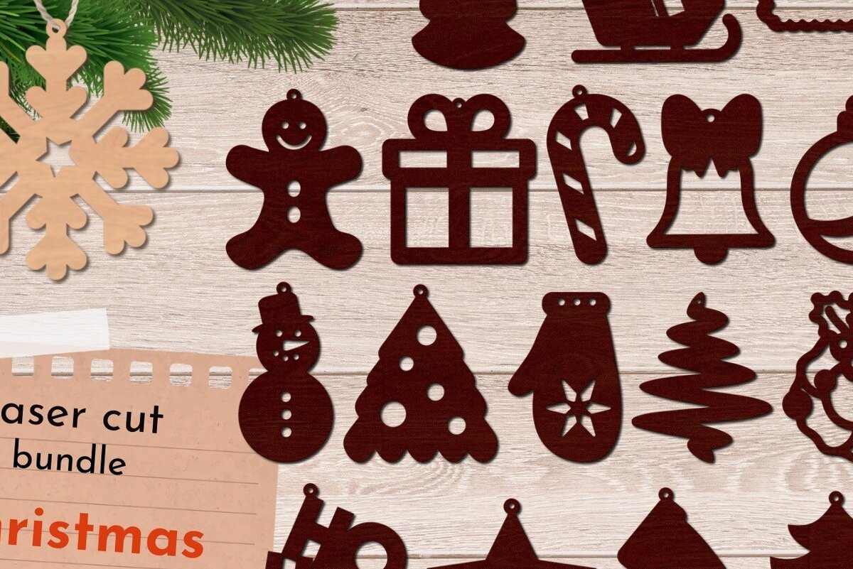 Σετ των 3 Intra απο ξύλο plywood 3mm-4mm πάχος Χριστουγεννιάτικο στολίδι 3D Layered Δίασταση 8x8 cm INTRAFABR-80549108