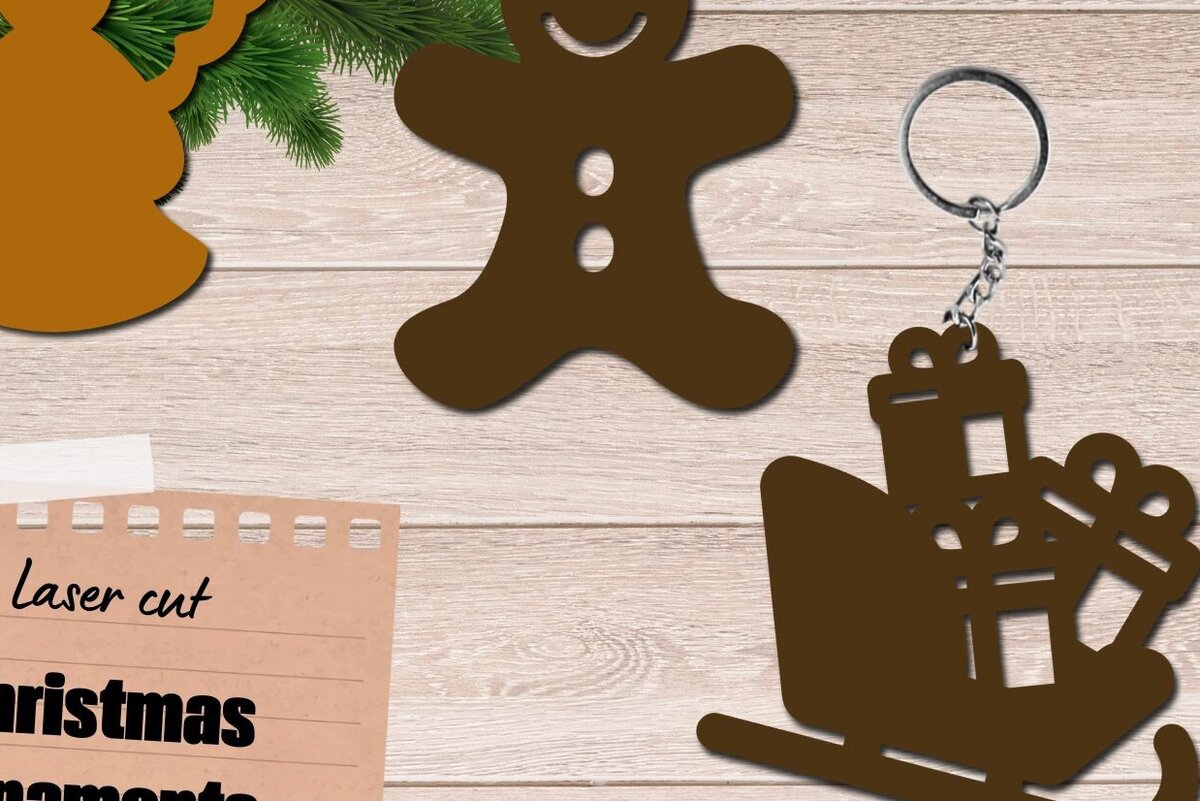 Σετ των 3 Intra απο ξύλο plywood 3mm-4mm πάχος Χριστουγεννιάτικο Στολίδι 3D Layered,  Δίασταση 8x8 cm INTRAFABR-82402370