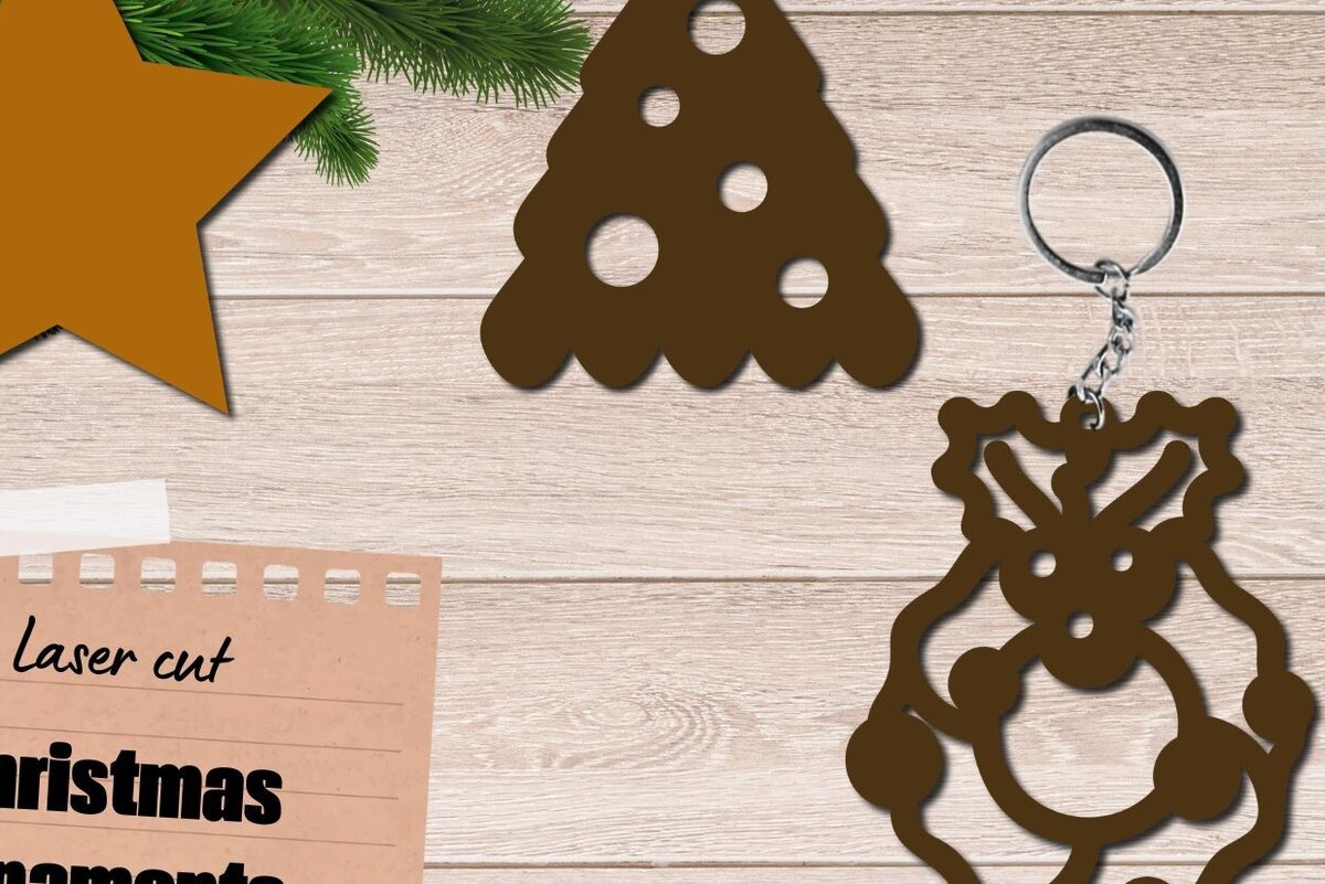 Σετ των 3 Intra απο ξύλο plywood 3mm-4mm πάχος Χριστουγεννιάτικο Στολίδι 3D Layered,  Δίασταση 8x8 cm INTRAFABR-82402236