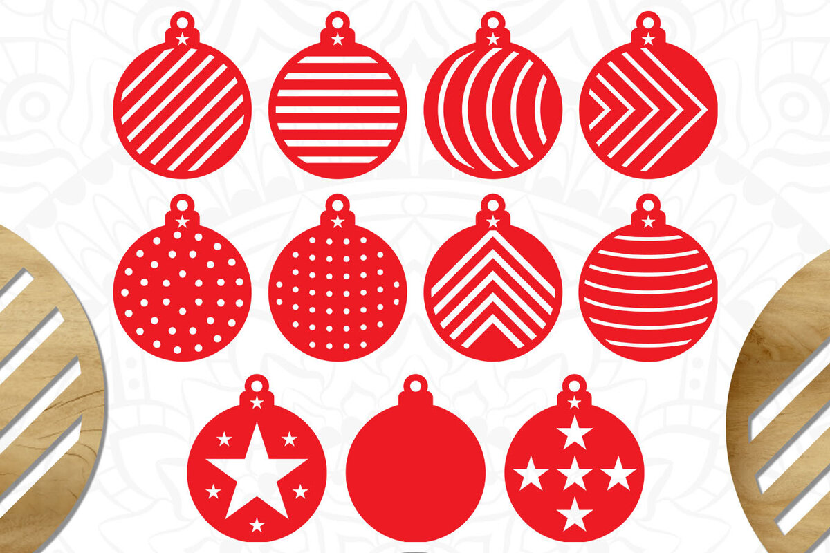 Σετ των 3 Intra απο ξύλο plywood 3mm-4mm πάχος Χριστουγεννιάτικο Στολίδι , Μπιχλιμπίδι Δίασταση 8x8 cm INTRAFABR-81876486