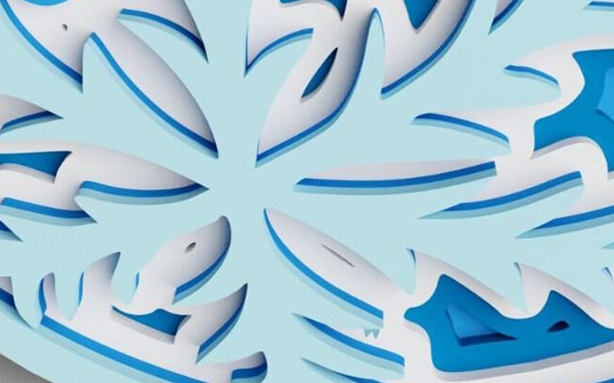 Σετ των 2 Intra απο ξύλο plywood 3mm-4mm πάχος Χριστουγεννιάτικο Στολίδι 6 στρώσεων Δίασταση 25x25 cm INTRAFABR-77143090