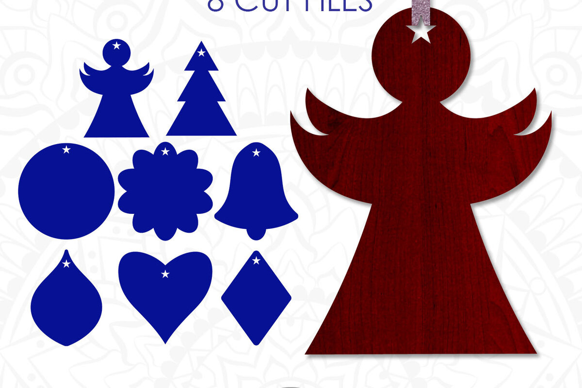 Σετ των 3 Intra απο ξύλο plywood 3mm-4mm πάχος Χριστουγεννιάτικο Στολίδι , Δίασταση 8x8 cm INTRAFABR-10162161