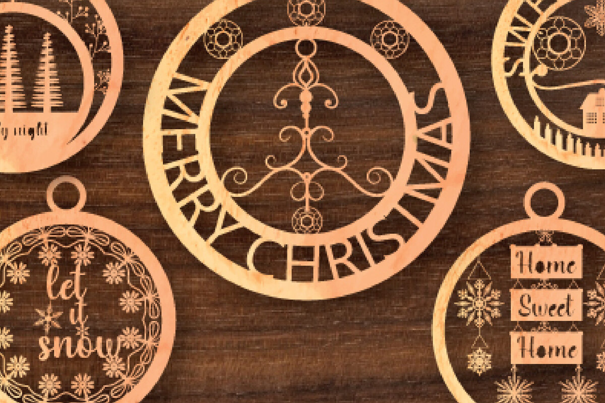 Σετ των 3 Intra απο ξύλο plywood 3mm-4mm πάχος Χριστουγεννιάτικο Στολίδι Layer 775 Δίασταση 8x8 cm INTRAFABR-81819638