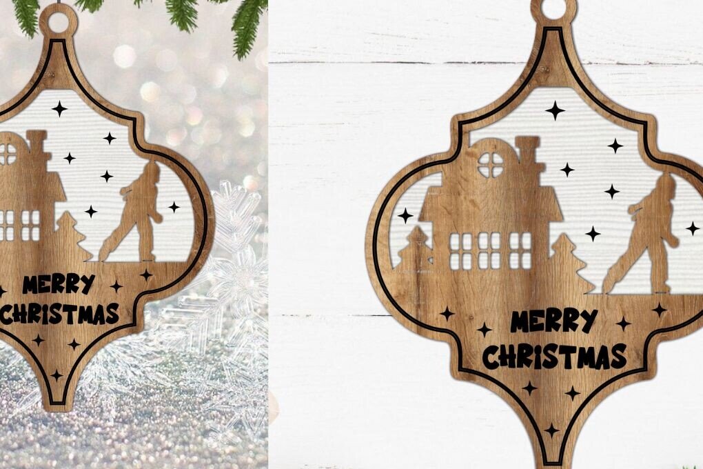 Σετ των 3 Intra απο ξύλο plywood 3mm-4mm πάχος Χριστουγεννιάτικο Στολίδι , Στολίδι  C Δίασταση 8x8 cm INTRAFABR-111741221