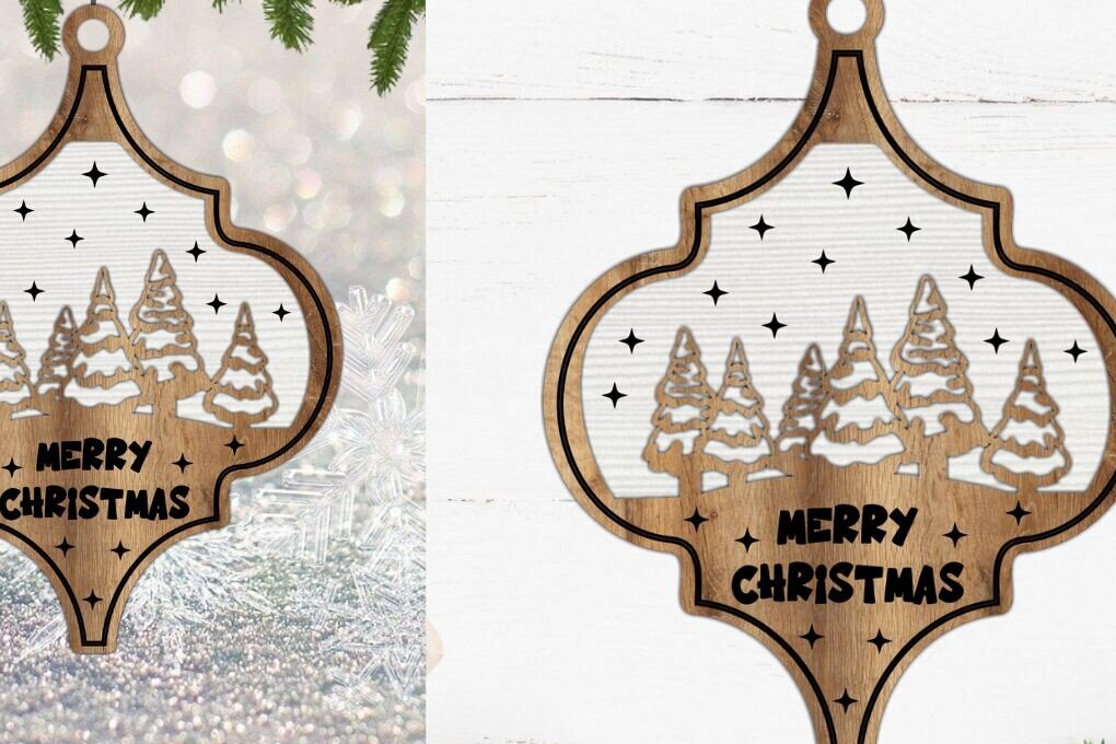 Σετ των 3 Intra απο ξύλο plywood 3mm-4mm πάχος Χριστουγεννιάτικο Στολίδι , Στολίδι  C Δίασταση 8x8 cm INTRAFABR-112049081