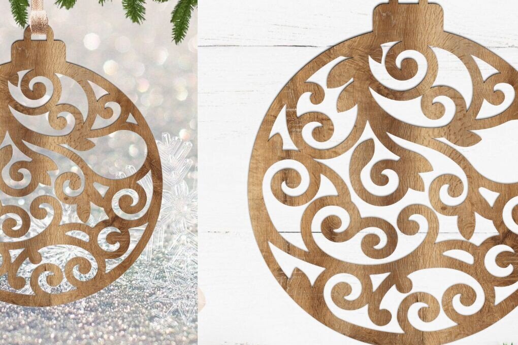 Σετ των 3 Intra απο ξύλο plywood 3mm-4mm πάχος Χριστουγεννιάτικο Στολίδι , Στολίδι  C Δίασταση 8x8 cm INTRAFABR-108798819