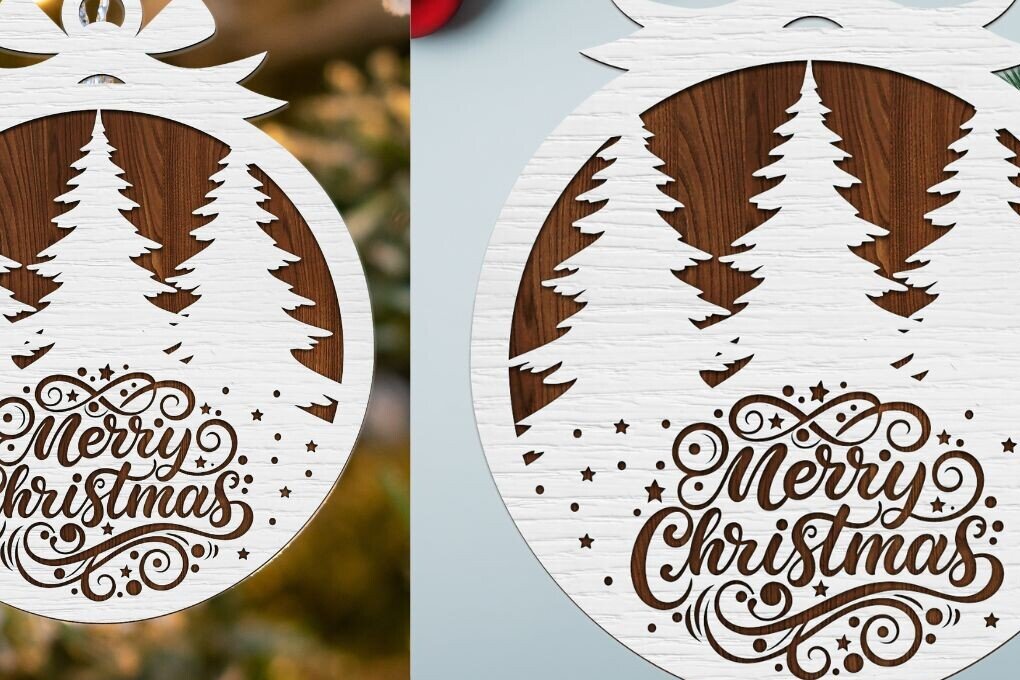 Σετ των 3 Intra απο ξύλο plywood 3mm-4mm πάχος Χριστουγεννιάτικο Στολίδι , Στολίδι  C Δίασταση 8x8 cm INTRAFABR-108798930