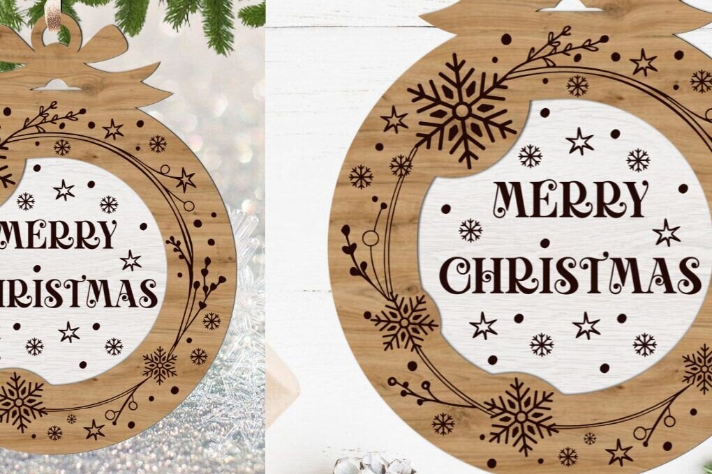 Σετ των 3 Intra απο ξύλο plywood 3mm-4mm πάχος Χριστουγεννιάτικο Στολίδι , Στολίδι  C Δίασταση 8x8 cm INTRAFABR-109694917