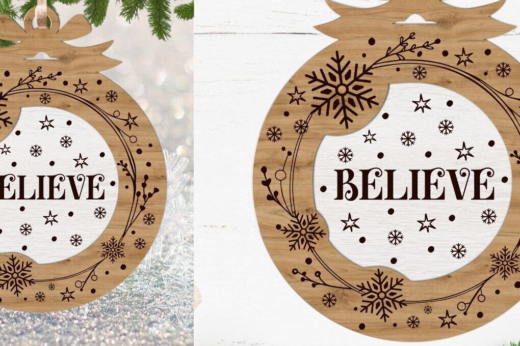 Σετ των 3 Intra απο ξύλο plywood 3mm-4mm πάχος Χριστουγεννιάτικο Στολίδι , Στολίδι  C Δίασταση 8x8 cm INTRAFABR-110206498