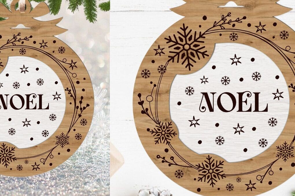 Σετ των 3 Intra απο ξύλο plywood 3mm-4mm πάχος Χριστουγεννιάτικο Στολίδι , Στολίδι  C Δίασταση 8x8 cm INTRAFABR-111608773