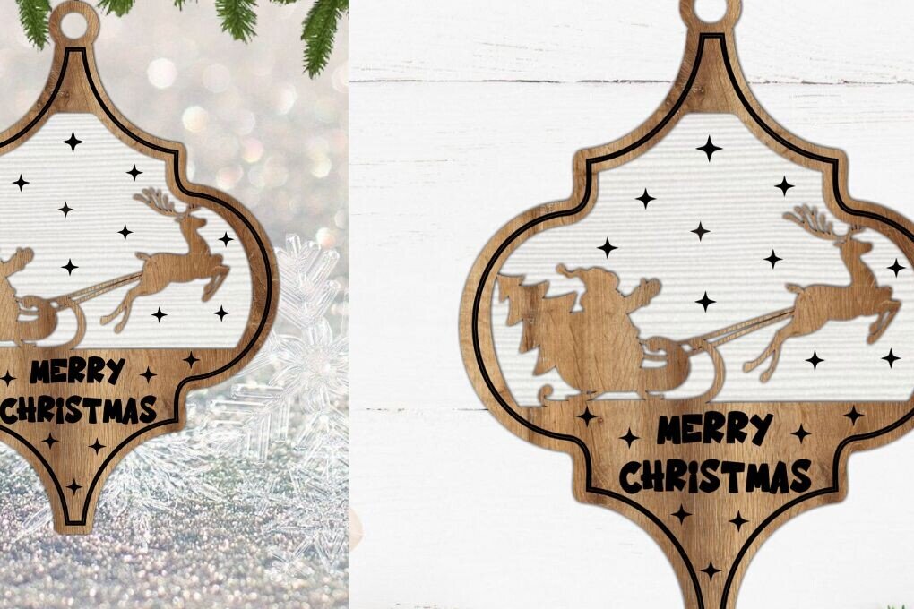 Σετ των 3 Intra απο ξύλο plywood 3mm-4mm πάχος Χριστουγεννιάτικο Στολίδι , Στολίδι  C Δίασταση 8x8 cm INTRAFABR-111741086