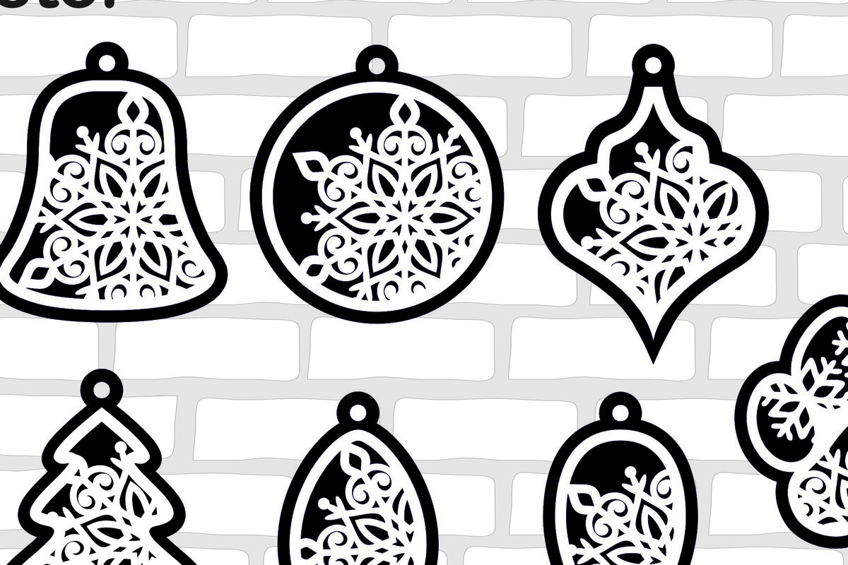 Σετ των 3 Intra απο ξύλο plywood 3mm-4mm πάχος Χριστουγεννιάτικο Στολίδι , Στολίδι  C Δίασταση 8x8 cm INTRAFABR-24101475