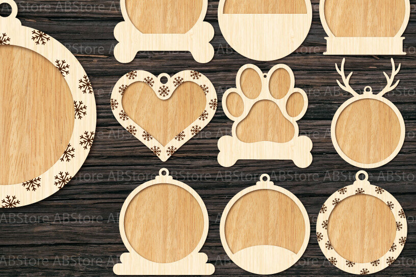 Intra απο ξύλο plywood 3mm-4mm πάχος Δέσμη προτύπων χριστουγεννιάτικων στολιδιών Δίασταση 15x15 cm INTRAFABR-109029399