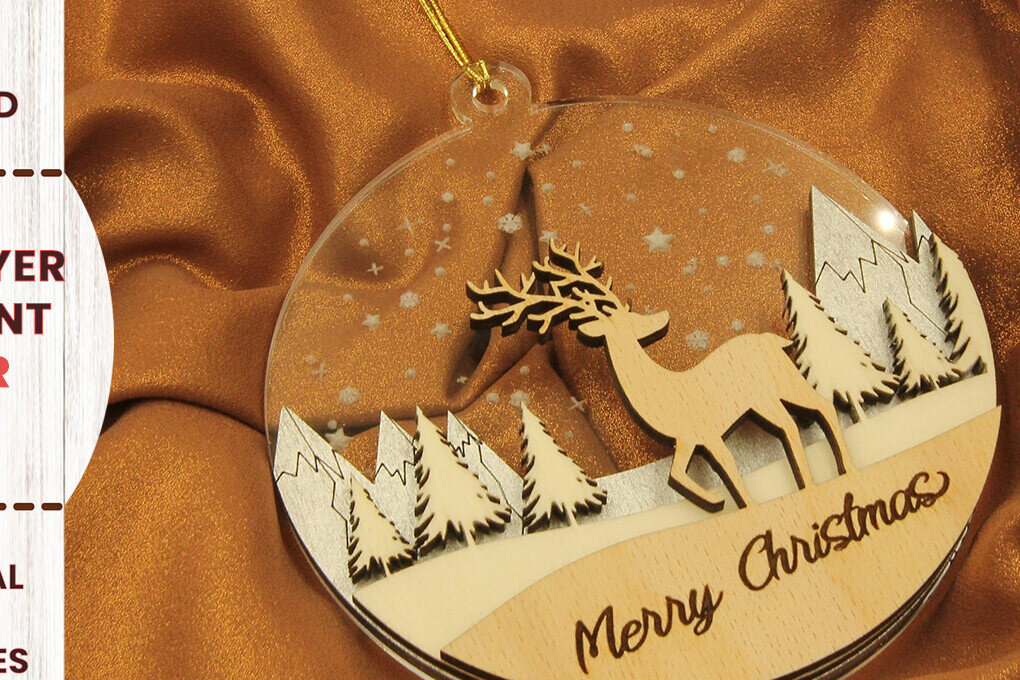 Σετ των 3 Intra απο ξύλο plywood 3mm-4mm πάχος Χριστουγεννιάτικο Στολίδι WinterTale Πολυστρωματικό Δίασταση 3x3 cm INTRAFABR-81752570