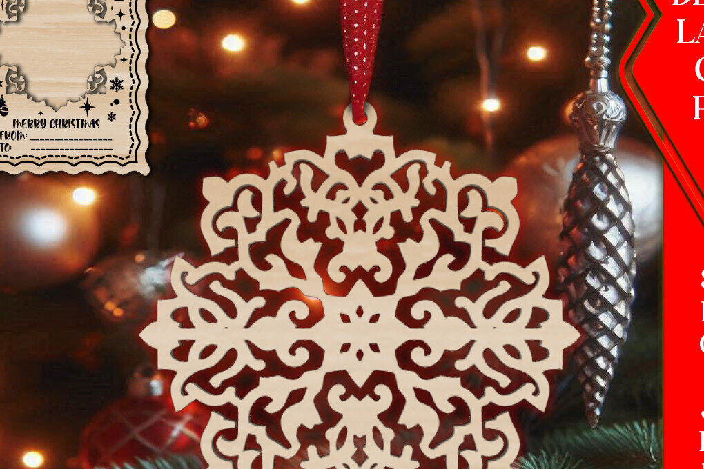 Σετ των 3 Intra απο ξύλο plywood 3mm-4mm πάχος Χριστουγεννιάτικο στολίδι με κάρτα  C Δίασταση 8x8 cm INTRAFABR-107931115