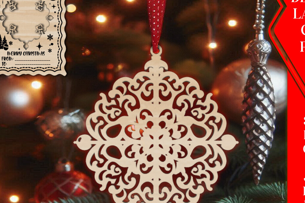 Σετ των 3 Intra απο ξύλο plywood 3mm-4mm πάχος Χριστουγεννιάτικο στολίδι με κάρτα  C Δίασταση 8x8 cm INTRAFABR-107931206