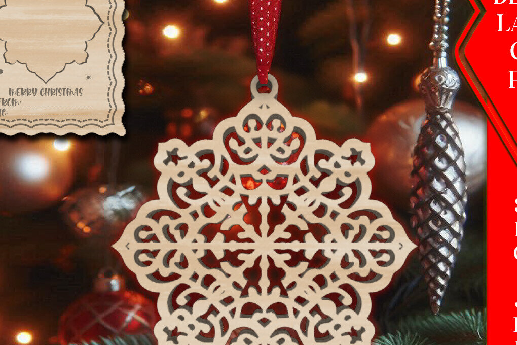 Σετ των 3 Intra απο ξύλο plywood 3mm-4mm πάχος Χριστουγεννιάτικο στολίδι με κάρτα  C Δίασταση 8x8 cm INTRAFABR-107929642