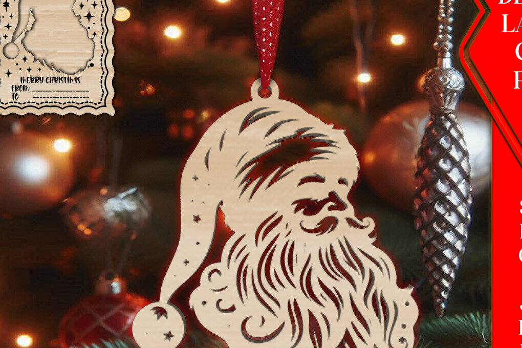 Σετ των 3 Intra απο ξύλο plywood 3mm-4mm πάχος Χριστουγεννιάτικο στολίδι με κάρτα  C Δίασταση 8x8 cm INTRAFABR-107930758