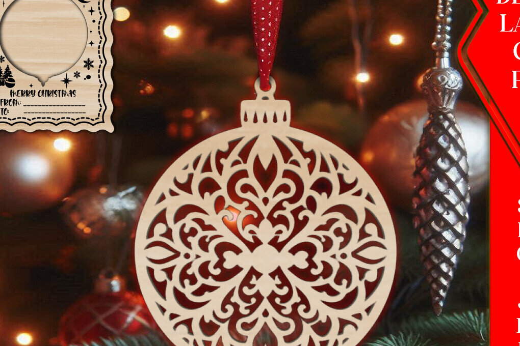Σετ των 3 Intra απο ξύλο plywood 3mm-4mm πάχος Χριστουγεννιάτικο στολίδι με κάρτα  C Δίασταση 8x8 cm INTRAFABR-107931012