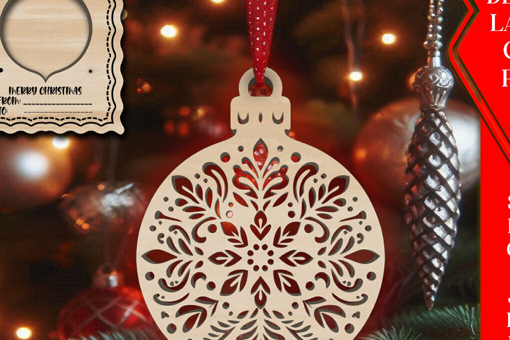 Σετ των 3 Intra απο ξύλο plywood 3mm-4mm πάχος Χριστουγεννιάτικο στολίδι με κάρτα  C Δίασταση 8x8 cm INTRAFABR-107929479