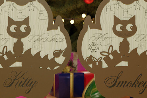 Intra απο ξύλο plywood 3mm-4mm πάχος Χριστουγεννιάτικο Στολίδι με Γατάκι Δίασταση 30x30 cm INTRAFABR-18161156