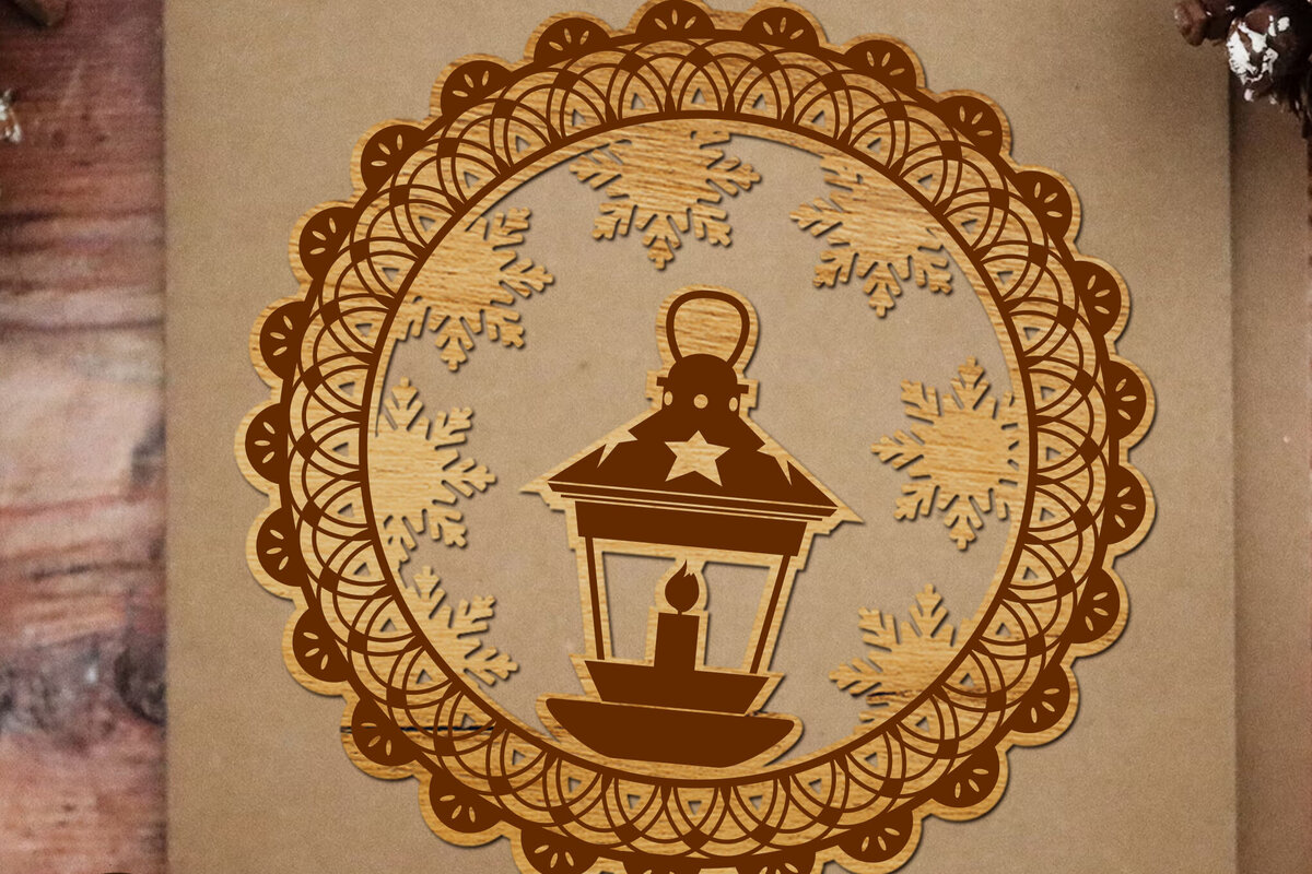 Σετ των 3 Intra απο ξύλο plywood 3mm-4mm πάχος Χριστουγεννιάτικο στολίδι με πρότυπο φαναριού Δίασταση 3x3 cm INTRAFABR-109532652