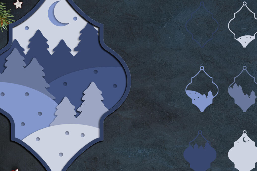 Σετ των 3 Intra απο ξύλο plywood 3mm-4mm πάχος Χριστουγεννιάτικο Στολίδι με Χειμερινή Σκηνή Δίασταση 8x8 cm INTRAFABR-84394007