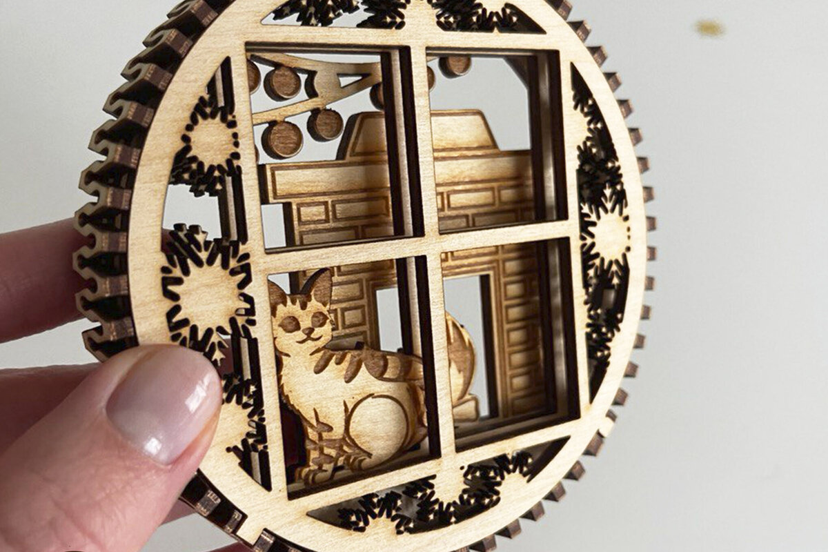 Σετ των 3 Intra απο ξύλο plywood 3mm-4mm πάχος ΧΡΙΣΤΟΥΓΕΝΝΙΑΤΙΚΟ ΣΤΟΛΙΔΙ Πρότυπο κοπής ξύλου Δίασταση 3x3 cm INTRAFABR-83165761